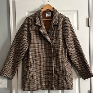 Old Navy Women's Tan Checkered Pea Coat